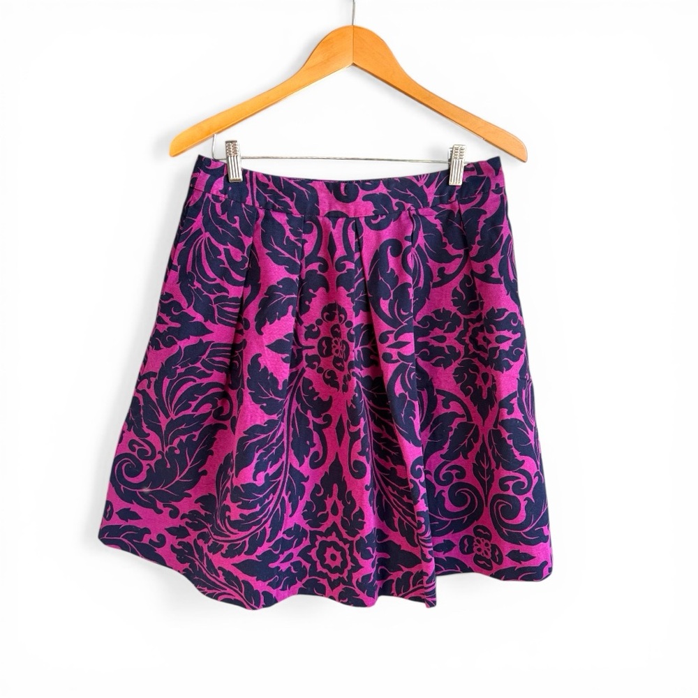 Boden Magenta and Navy Floral Skater Skirt - Picture 3 of 6